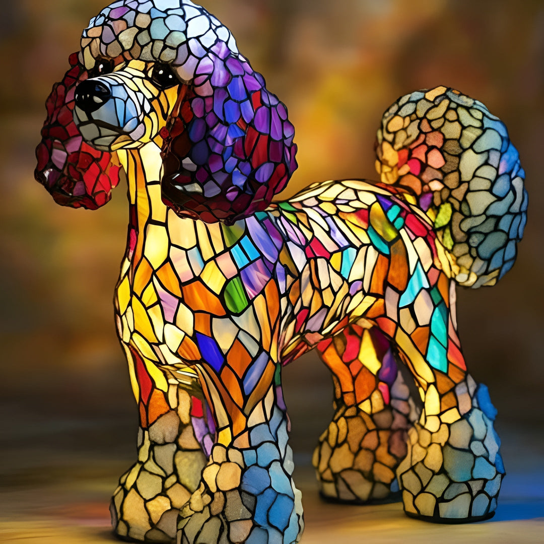 GlowPoodle - Magical Stained Glass Poodle Lamp