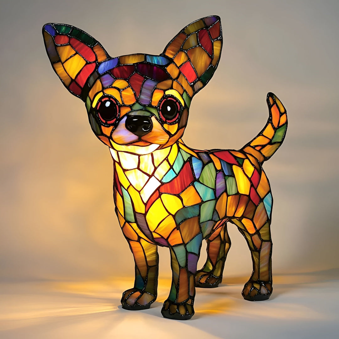 PrismaPaws - Magical Stained Glass Chihuahua Lamp