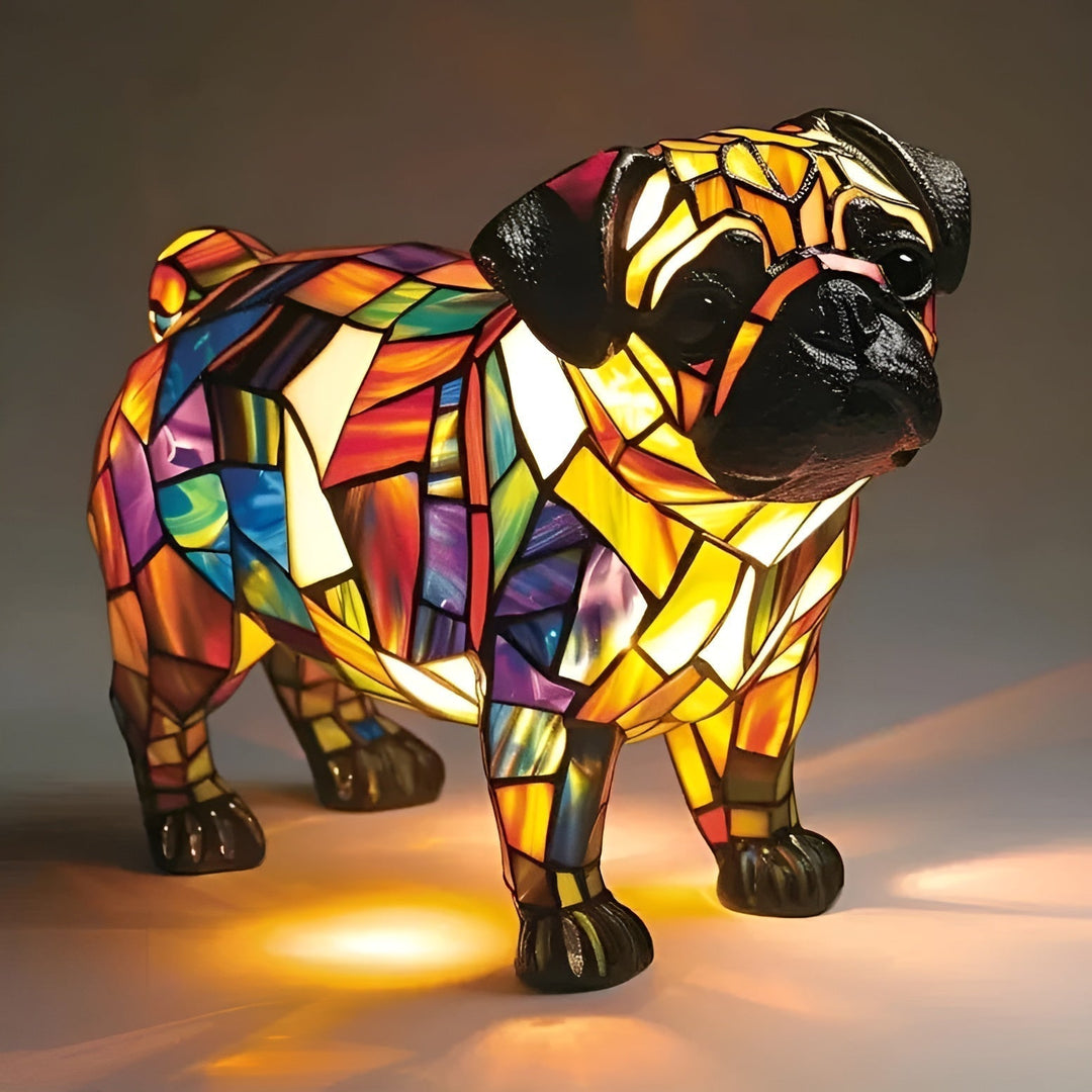 PugLume - Elegant Stained Glass Pug Night Lamp